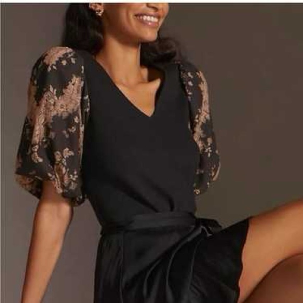 Dolan Black Blouse with Gold Accents